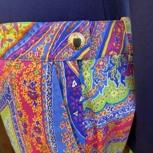 Lauren Ralph Lauren Paisley Pants 12P Orange Purple Blue